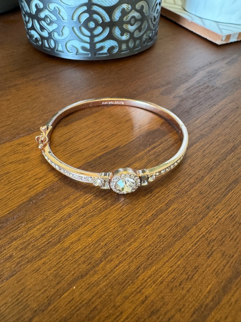 Givenchy Rose Gold Crystal Accent Bangle Bracelet